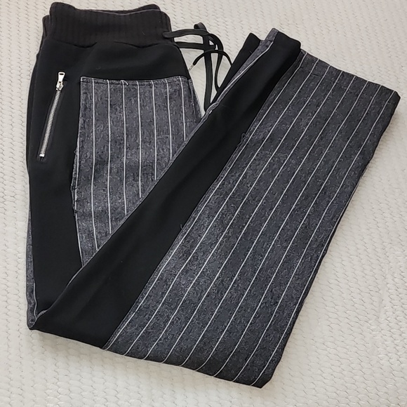 ACQUA LIMONE Pants - Acqua Limone Striped Black and Gray Women's Pants Made In Italy